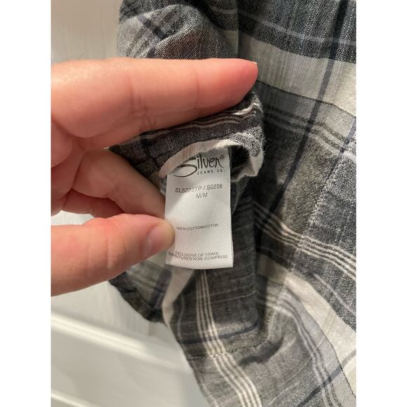 Silver Jean Co Button Up Shirt Plaid Size‎ Medium - Picture 6 of 10